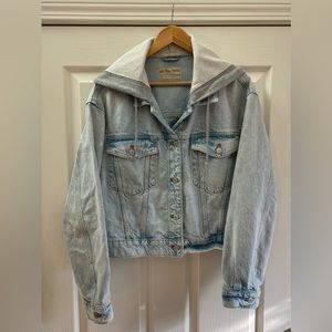 Free People We The Free Denim Jacket w/ Hood - Malta Light Wash Size L